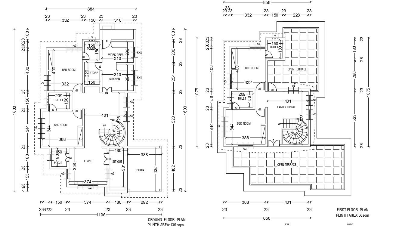 9x16m house plan is given in this Autocad drawing file. Download now.