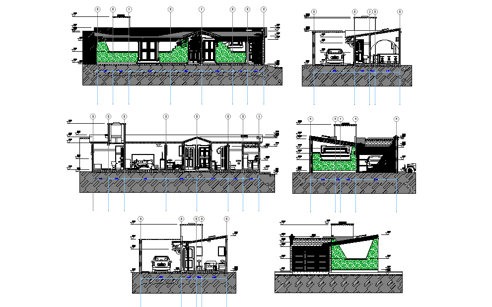 9x16m house plan section view is given in this Autocad drawing model. Download the Autocad file.