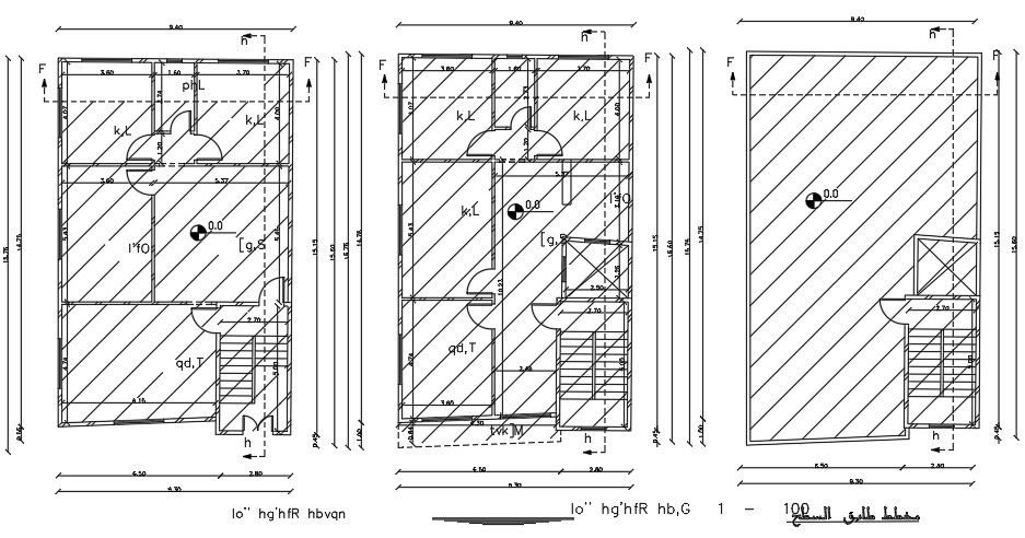 9x16m residential house plan AutoCAD drawing
