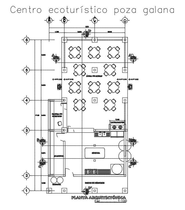 9x18m restaurant plan is given in this AutoCAD drawing model. Download now.