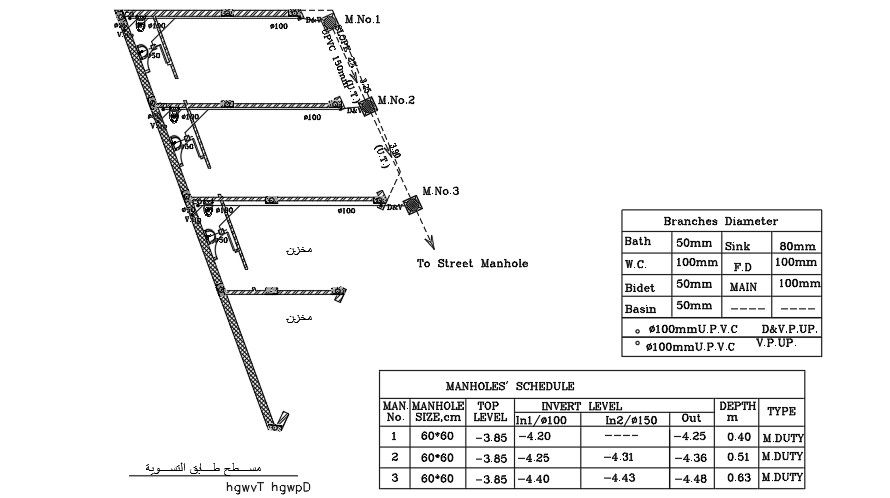 9x18m store house plan of the manhole pipe connection detail drawing