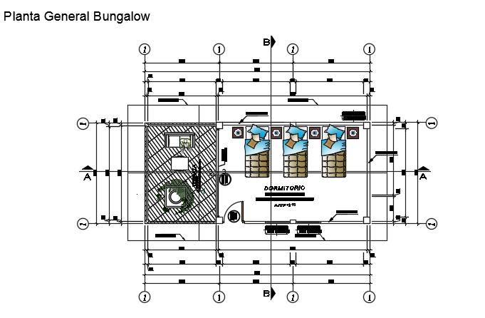 9x4m simple bungalow house plan AutoCAD drawing