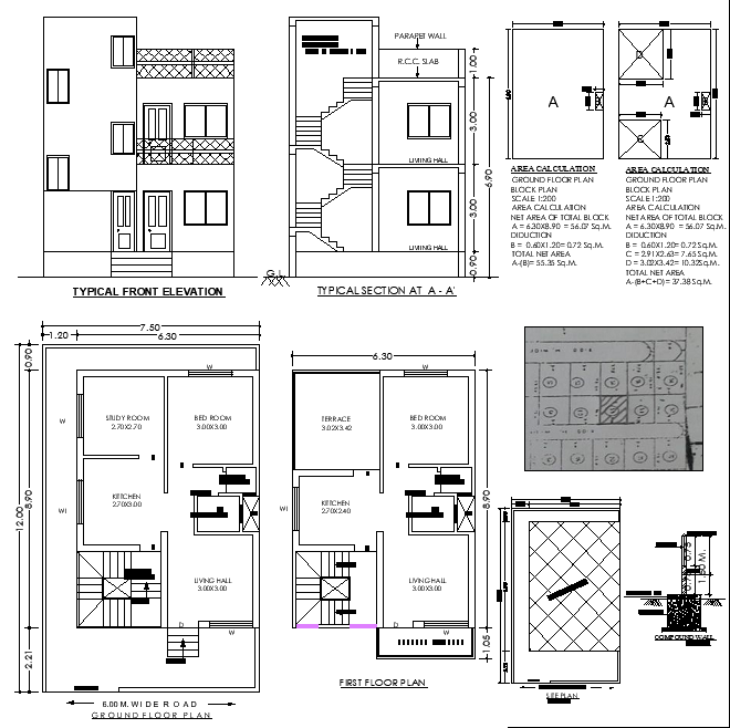 9x6.25m 1BHK CAD Drawing Design plan with Lobby and Living Space