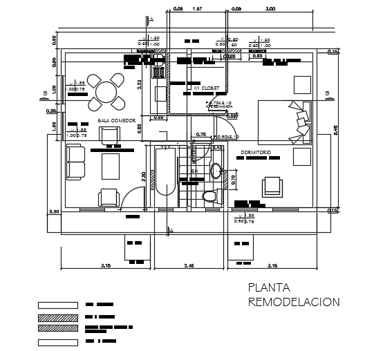 9x6m 1bedroom house plan AutoCAD drawing is given in this file