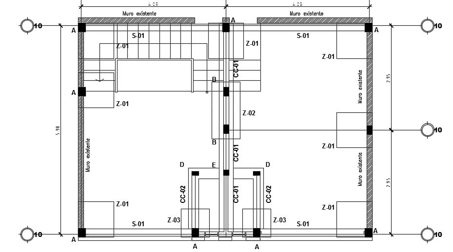 9x6m house building column location cad drawing is given in this file
