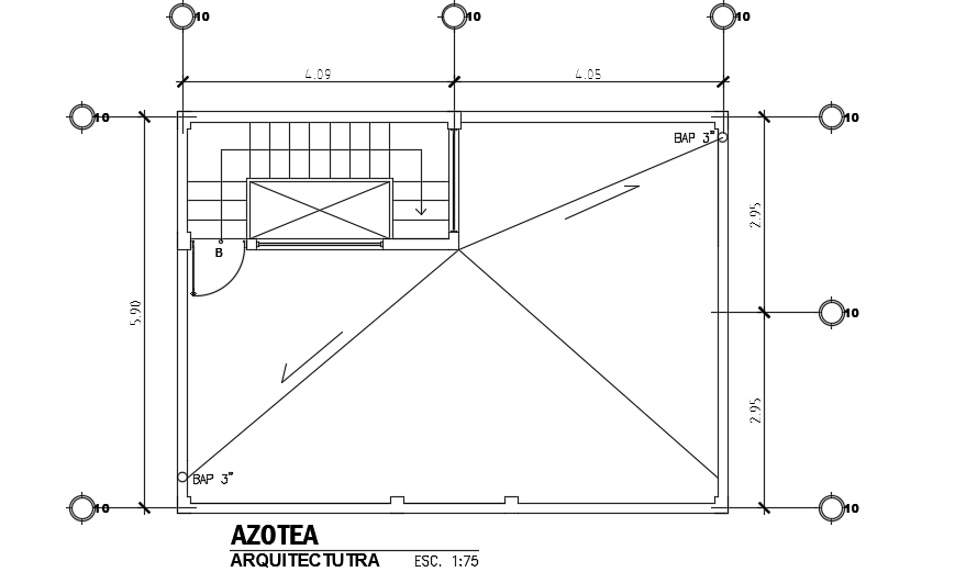 9x6m house building rainwater drain hole drawing is given in this file