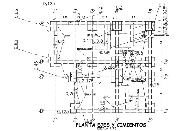 9x8m house plan foundation layout CAD drawing is given in this file
