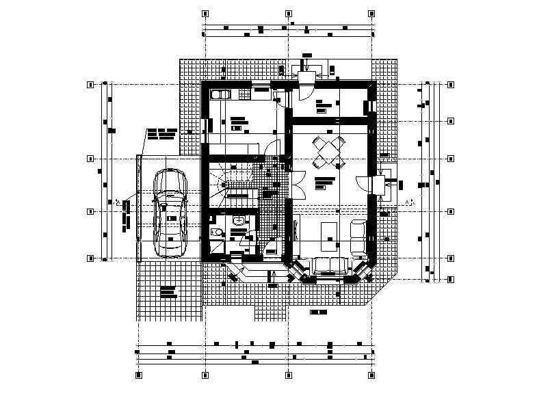 9x8m house plan is given in this Autocad drawing file. Download now.