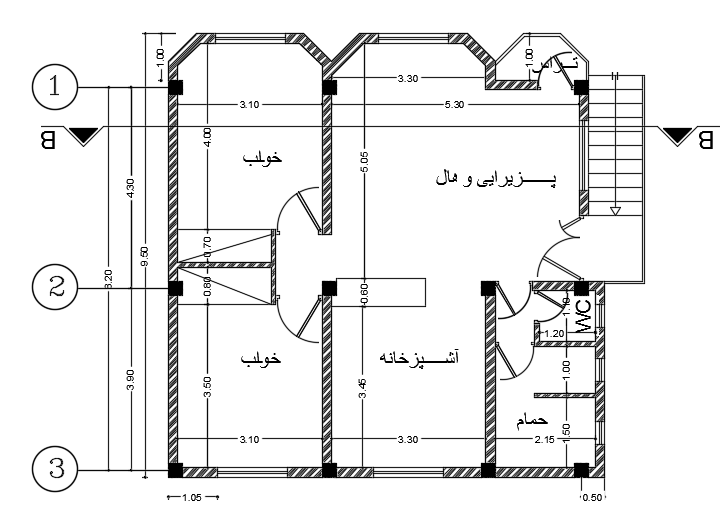 9x8m residential AutoCAD drawing is given in this file