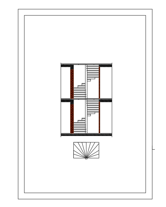 9x9m duplex building staircase cut section views are given