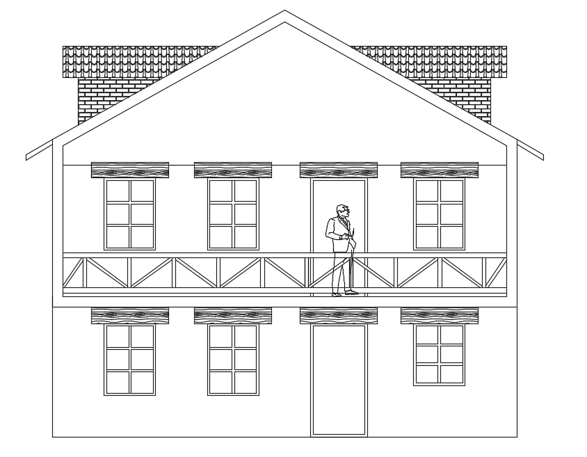 9x9m house plan front view with roof design is given in this file