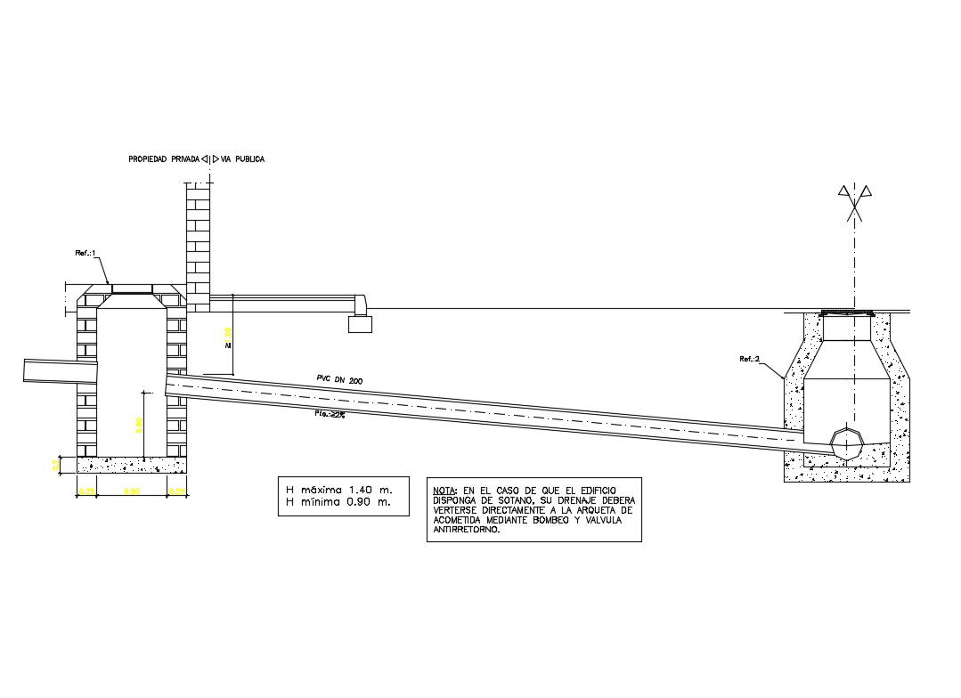 A complete pluvial drainage for sanitation cad drawing details dwg file