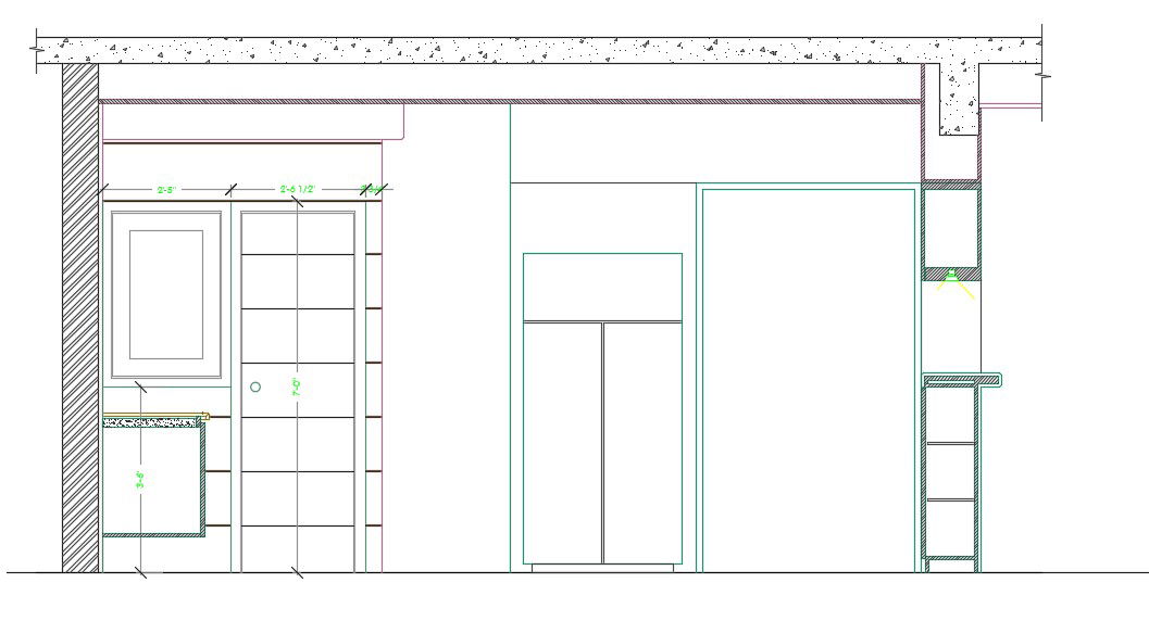 A cut section view of 15’x7’ kitchen is given in this Autocad drawing file.Download now.