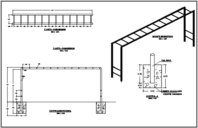A swingset of a playground dwg file