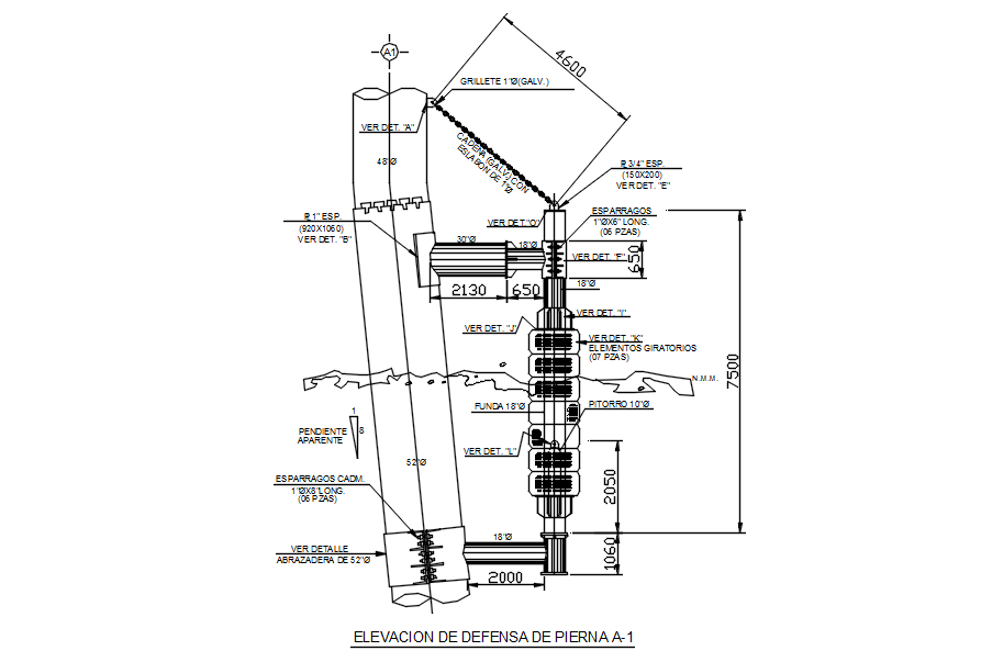 A-1 LEG DEFENSE RAISE design in detail AutoCAD drawing, dwg file, CAD file