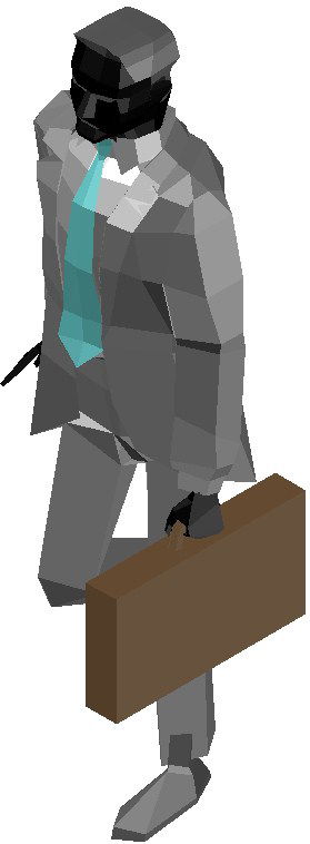 A 3D view of the human body with suitcase AutoCAD drawin