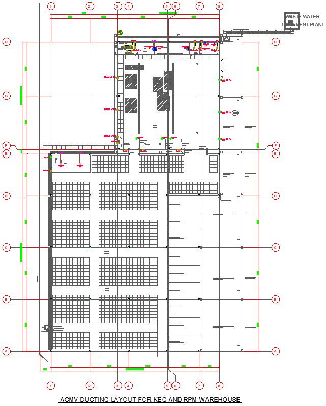 ACMV ducting layout for keg and RPM ware house is given in this file