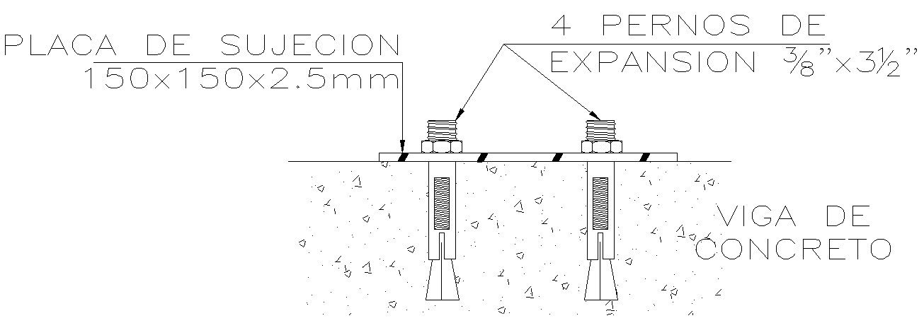 ANCHORAGE IN CONCRETE BEAM in detail AutoCAD drawing, dwg file, CAD file