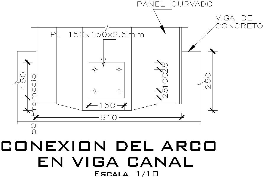 ARCH CONNECTION IN CHANNEL BEAM in detail AutoCAD drawing, dwg file, CAD file