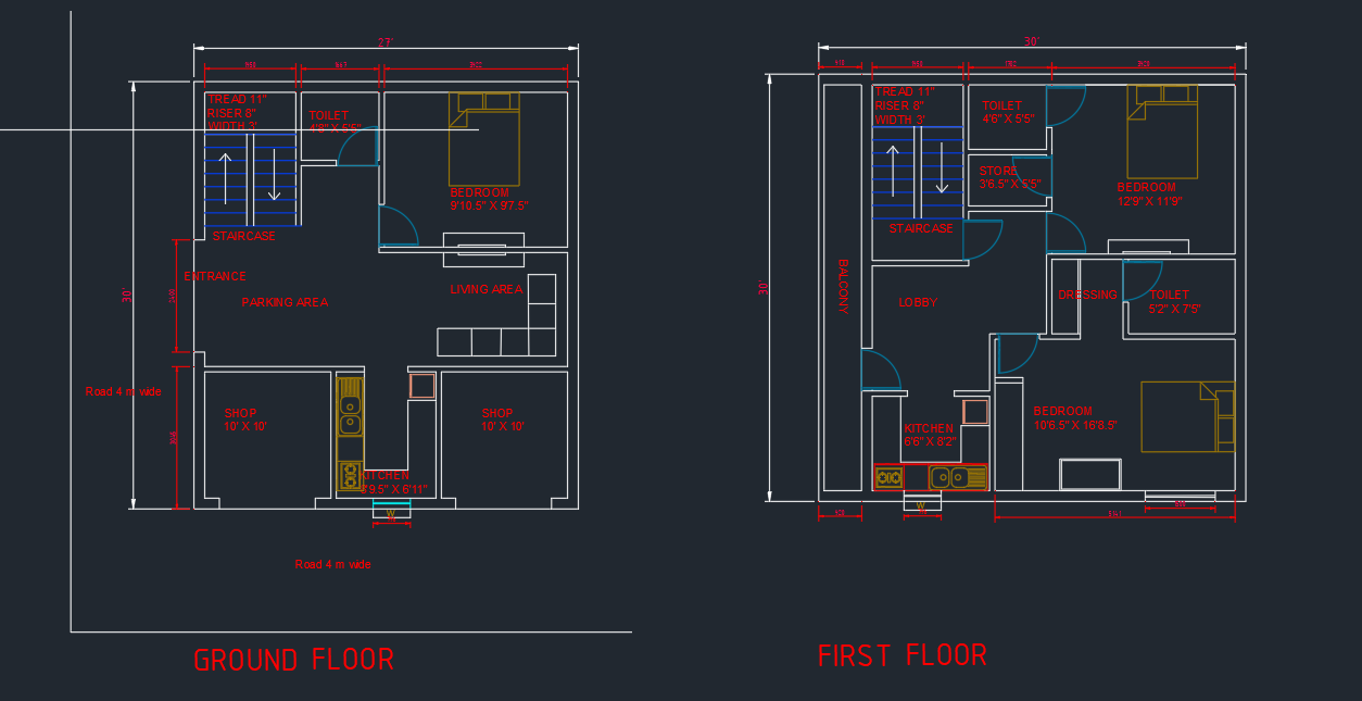 Residential House Plan DWG File