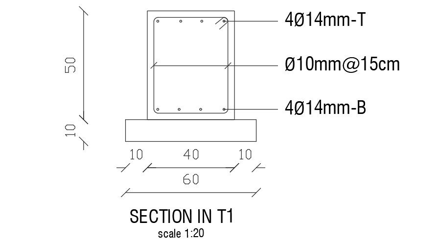 A Section View Of 60x50 mm Column AutoCAD File