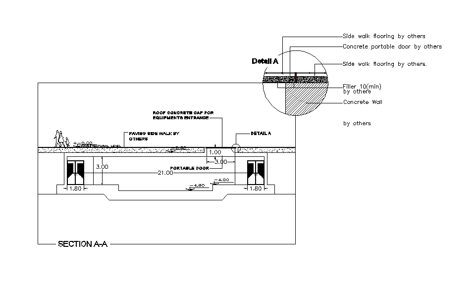 A Section detail of Fountain insert in master plan is given in this 2D Autocad DWG drawing file. Download the 2D Autocad DWG drawing file.