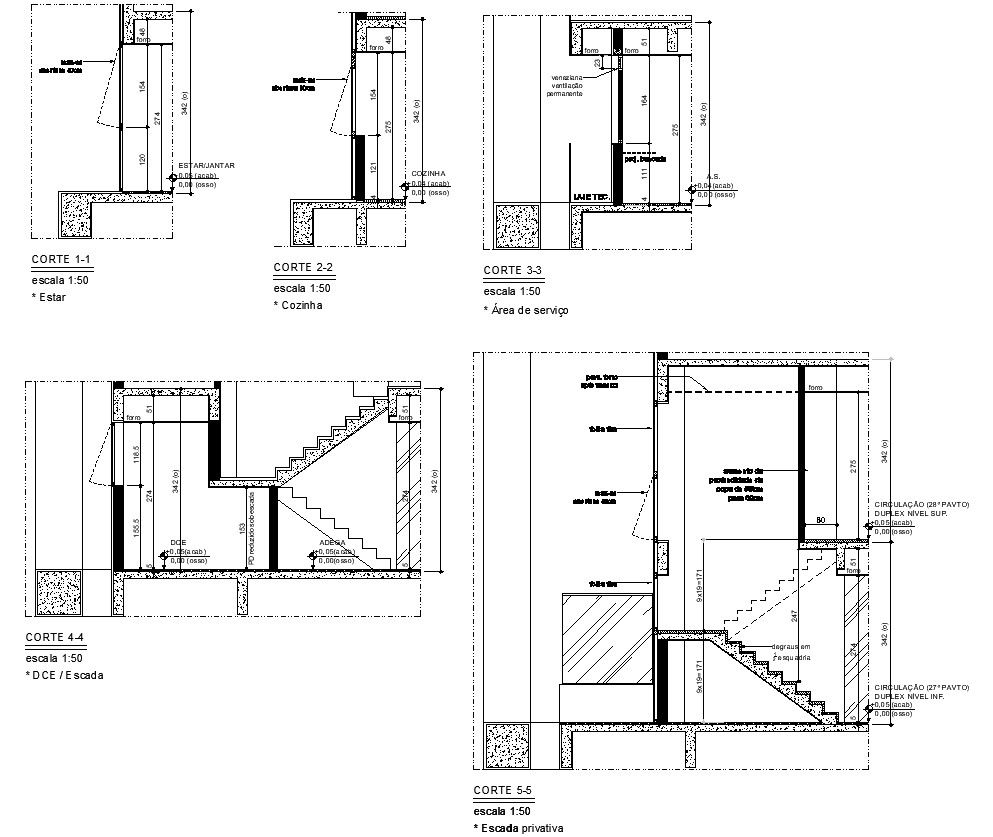 Staircase and Column Section Drawing in AutoCAD 2D Layout