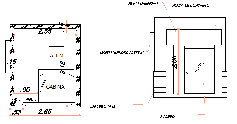 ATM machine architecture project dwg file