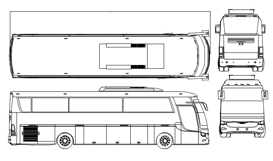 Volvo Bus Plan and Elevation CAD Drawing in AutoCAD DWG Format