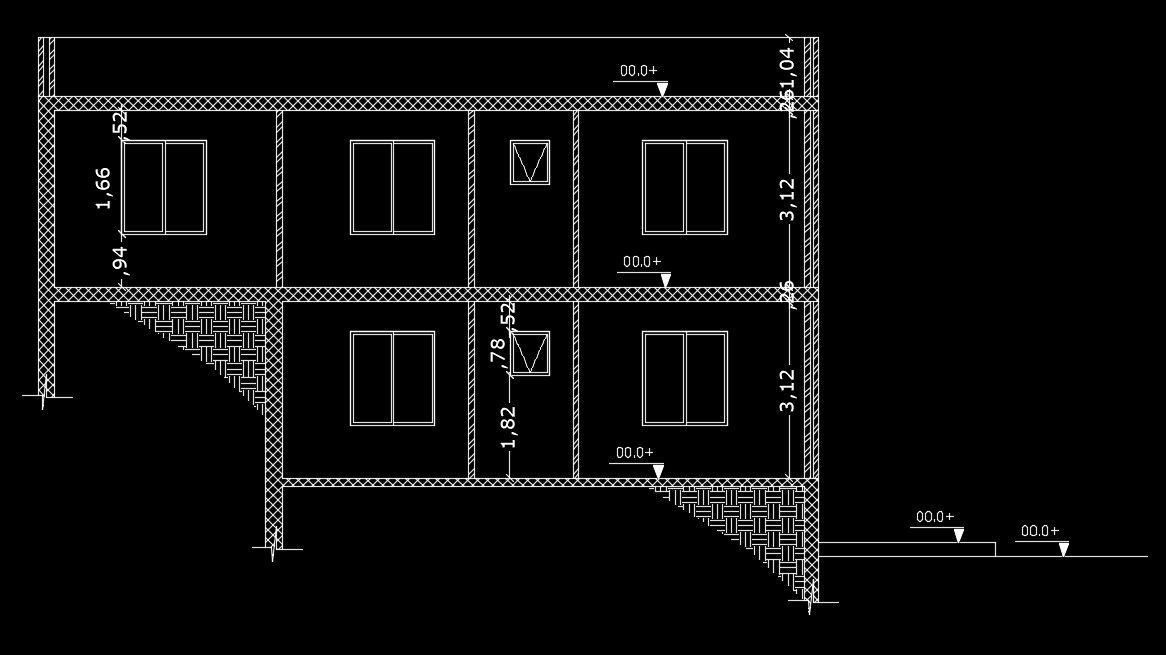 A back side section view of the 10x10m house building