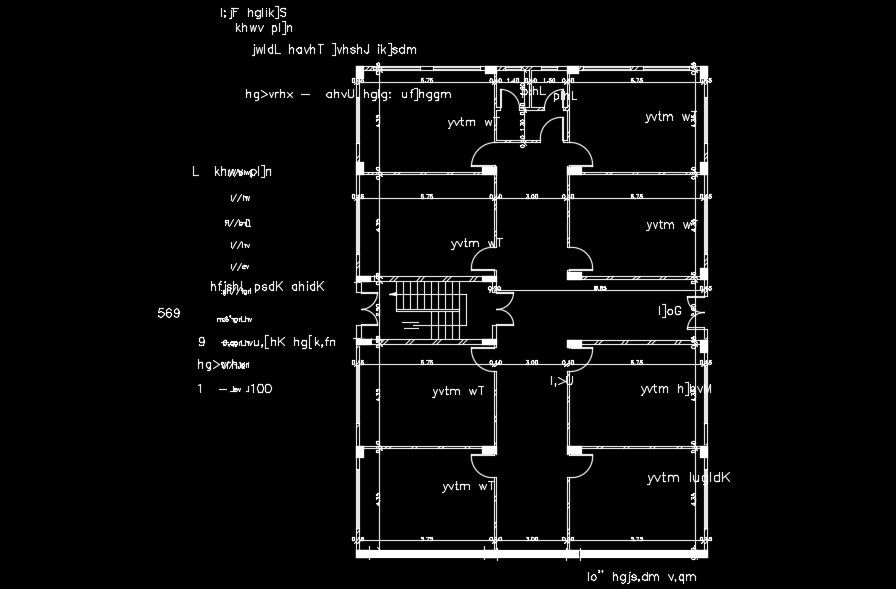 A beam cum column layout of the 15X20m house plan