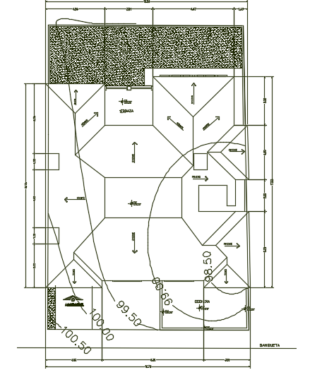 A beam layout of the 16x25m architecture two story residential house roof plan cad drawing is given in this file