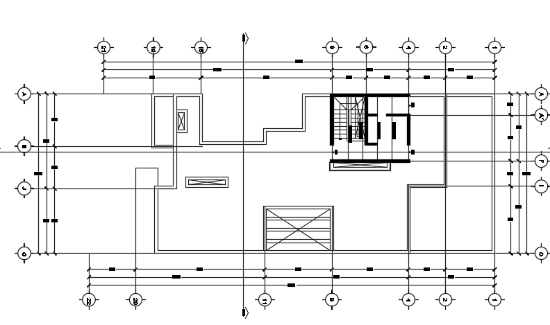 A beam layout of the 24x10m architecture two story roof floor house plan