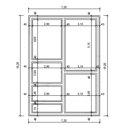 A beam layout of the 7x10 architecture two story residential plan