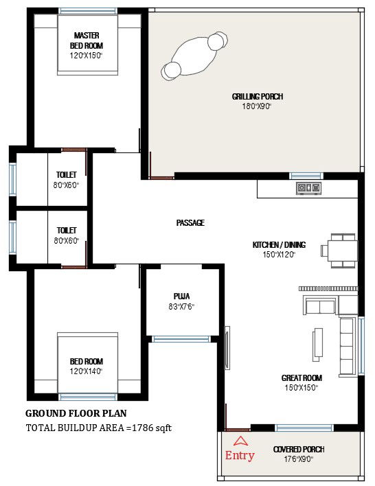 A beautiful House plan is given in this cad file. Download this cad file now.