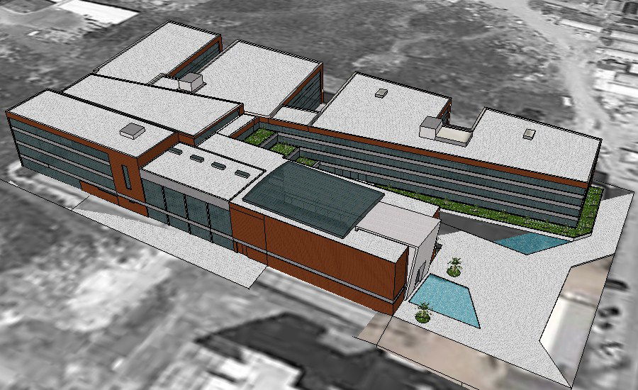 Academic building 3d model top view drawing details skp file