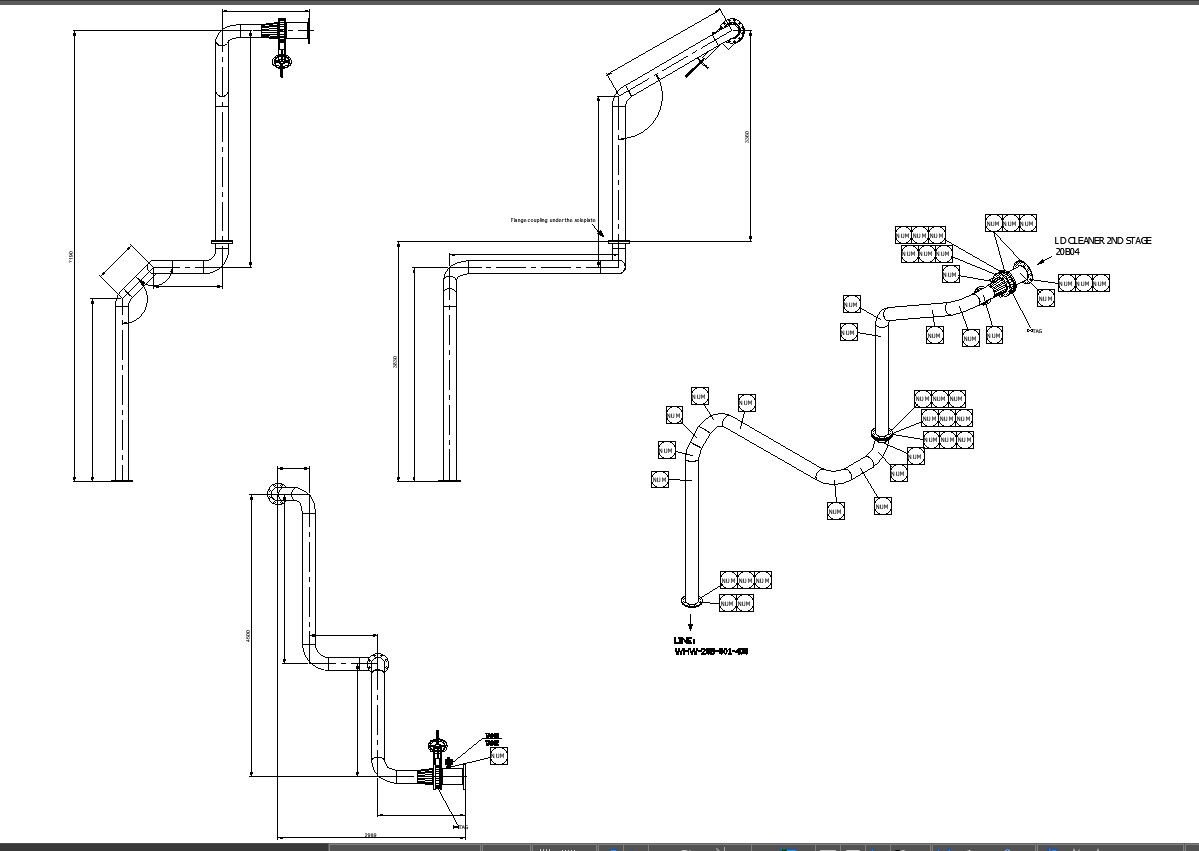 Accepted Line Isometric Design for LD Cleaner Pump Pipe In AutoCAD DWG File