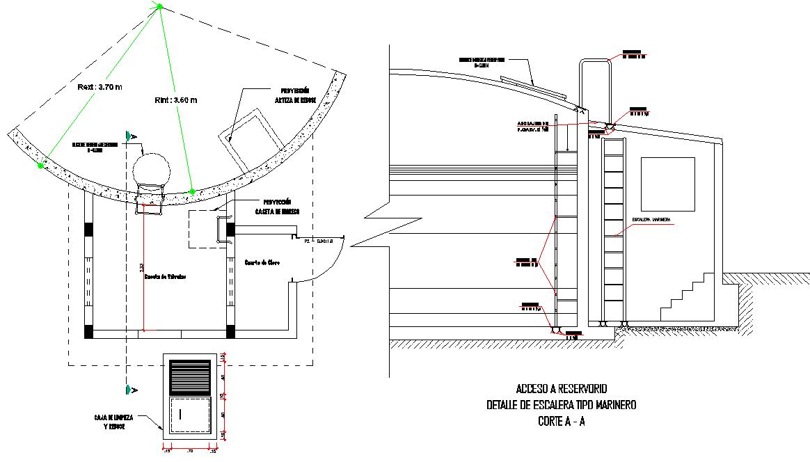 Access to reservoir detail of ladder type sailor dwg file