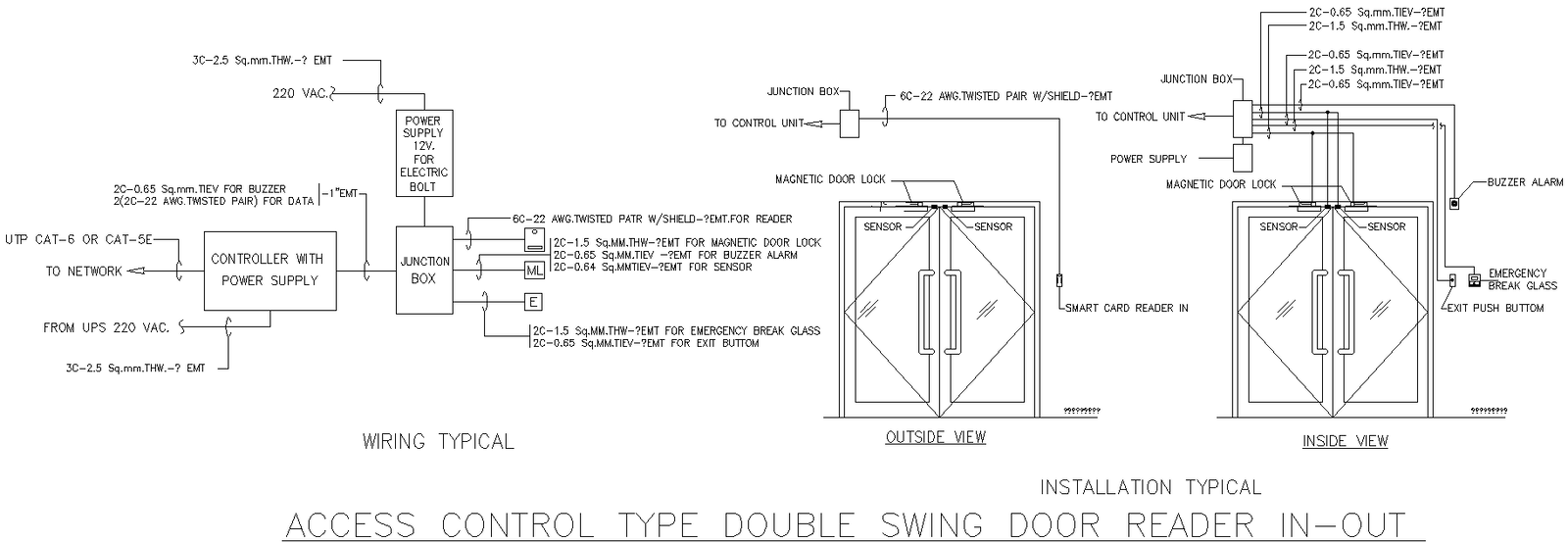  Access Control Double Swing Door Reader DWG | Cadbull