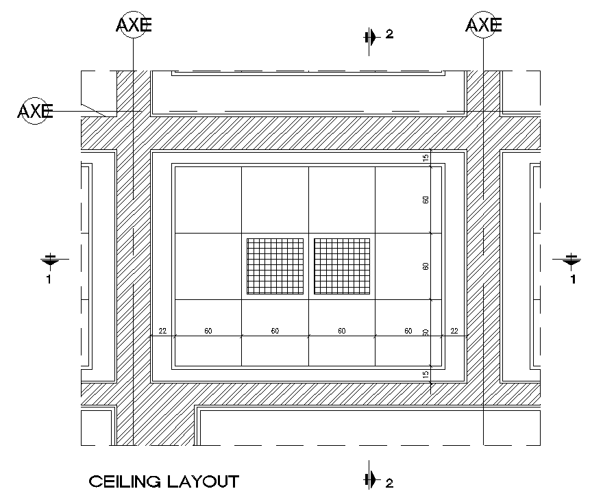 A ceiling layout of the 3x2m kitchen AutoCAD drawing
