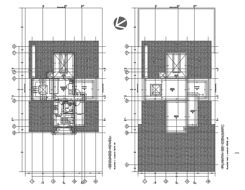 A center line marking of 10x12m bungalow house plan 
