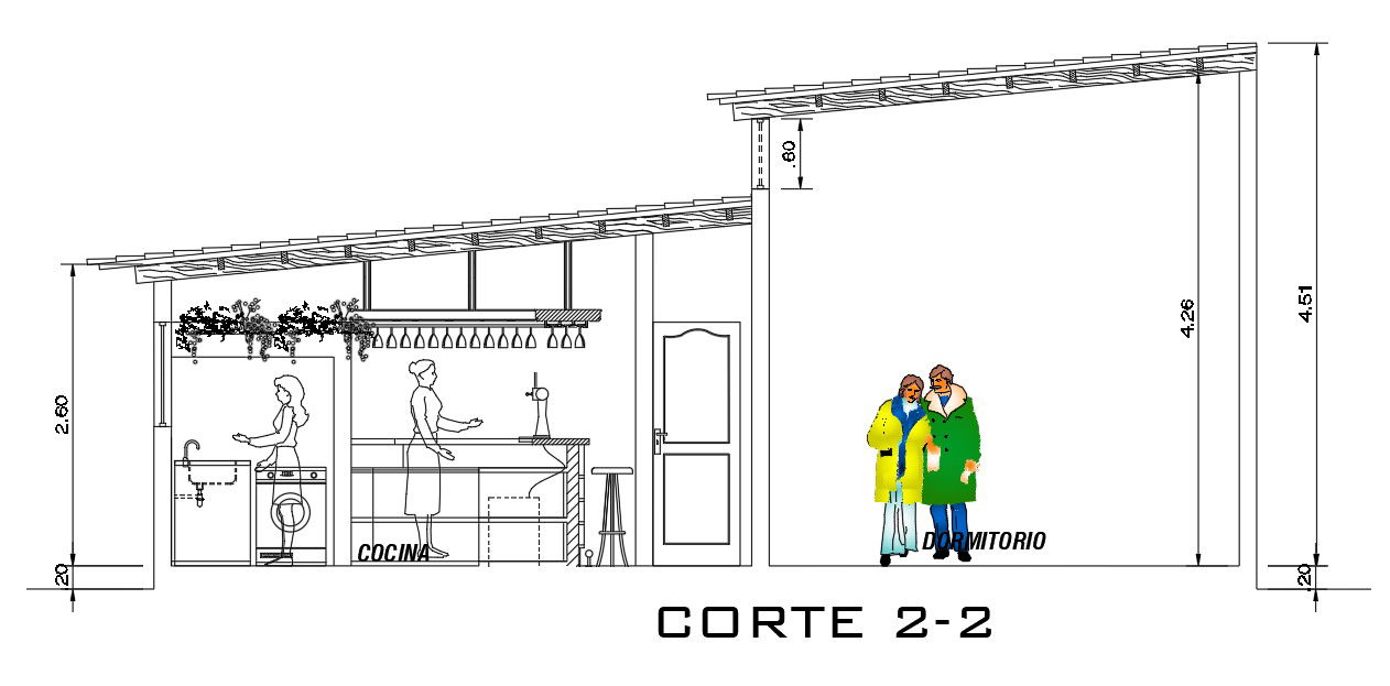 A center section view of the 25x10m luxury house building is given in this AutoCAD drawing model.Download now.