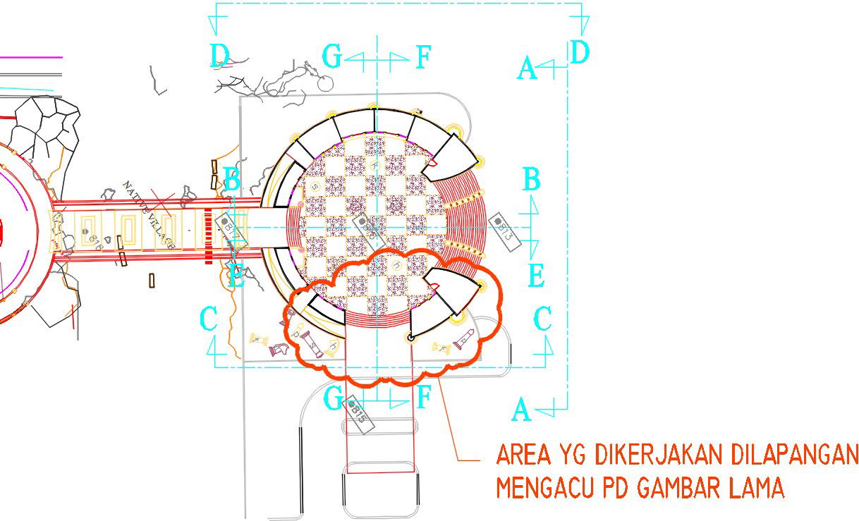 A chess pizza game stadium plan has been given in this CAD model