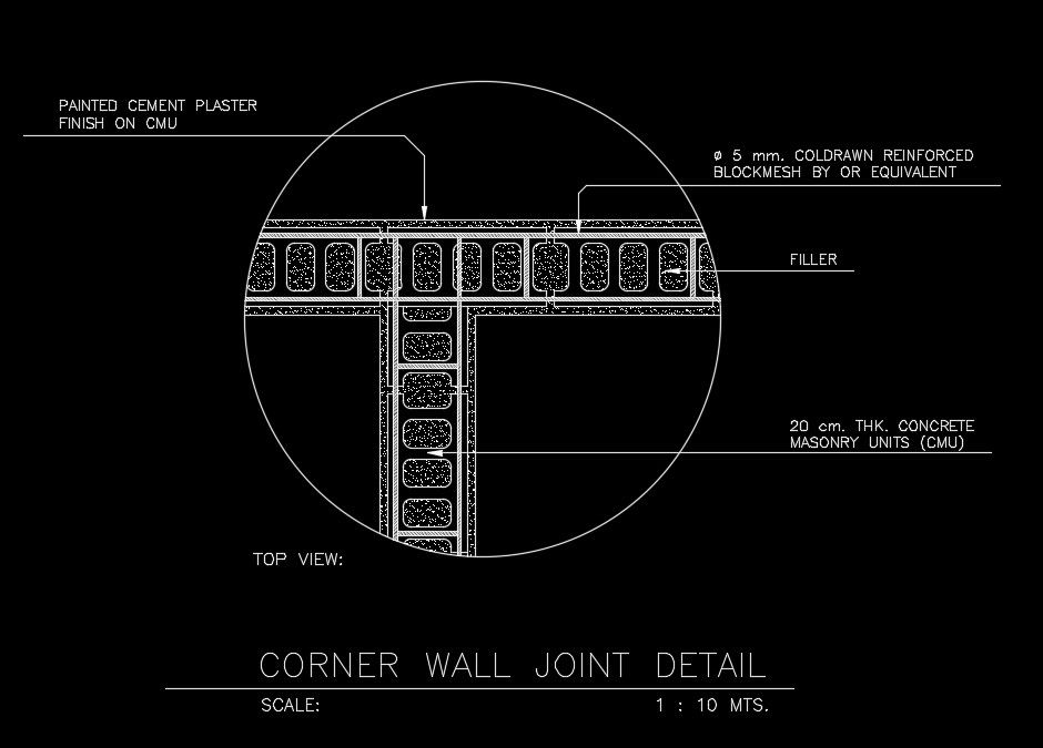 A concrete wall joint detail drawing