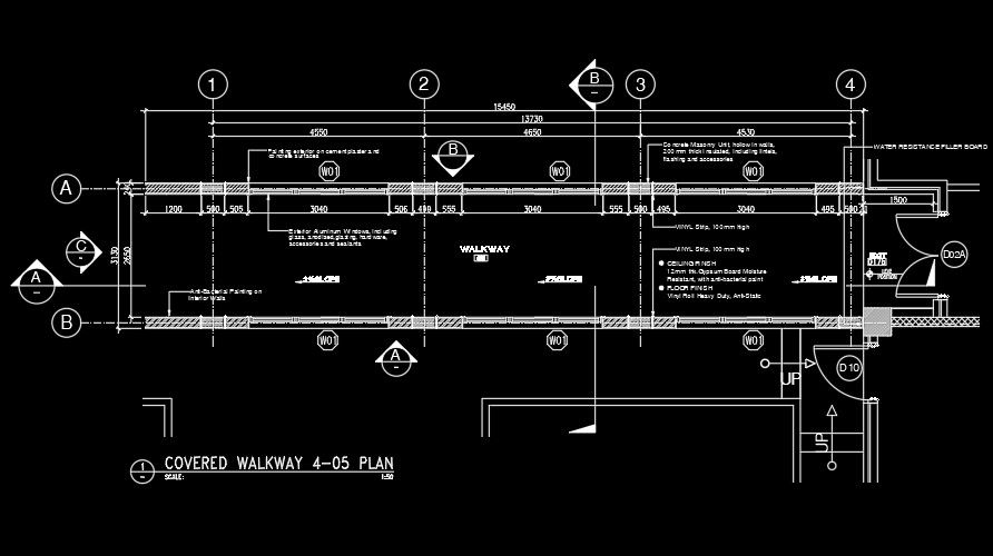 A covered walkway plan 2D AutoCAD drawing
