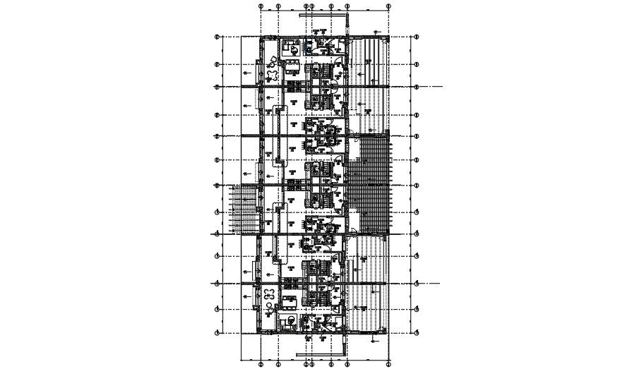 A cut section AA of the 26x19m row house plan