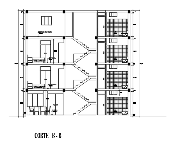 A cut section BB view of the 12x10m house building is given in this model