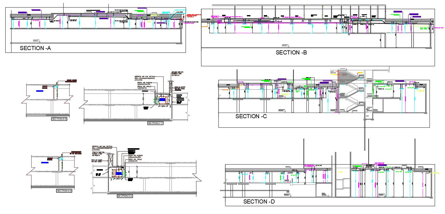 Adani Business Park Building Section Drawing DWG File