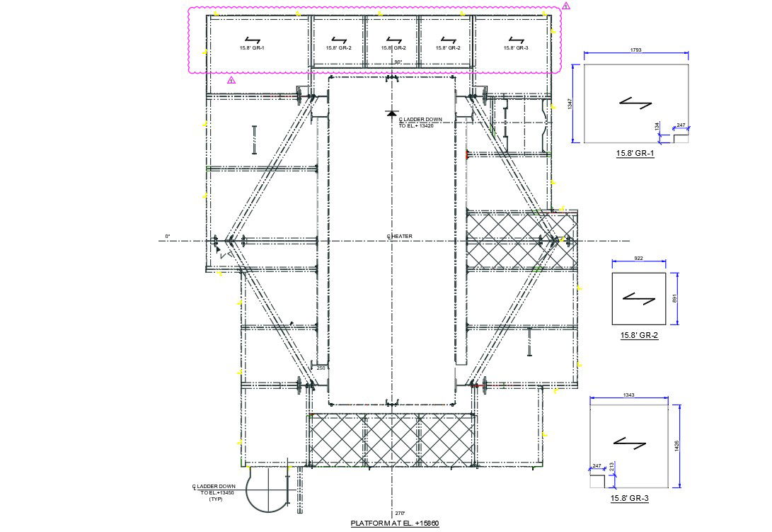 Added Platform Grating Plan Design DWG File