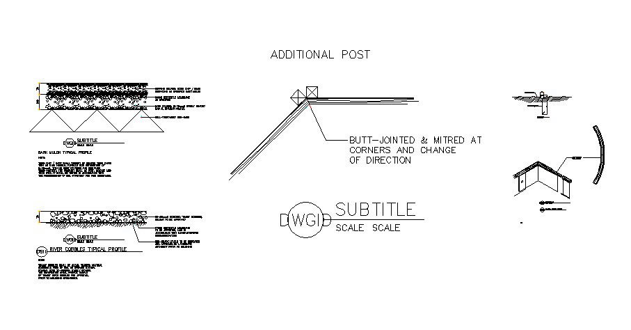 Additional post, buss and landscaping details of garden dwg file